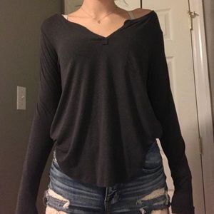 v neck long sleeve